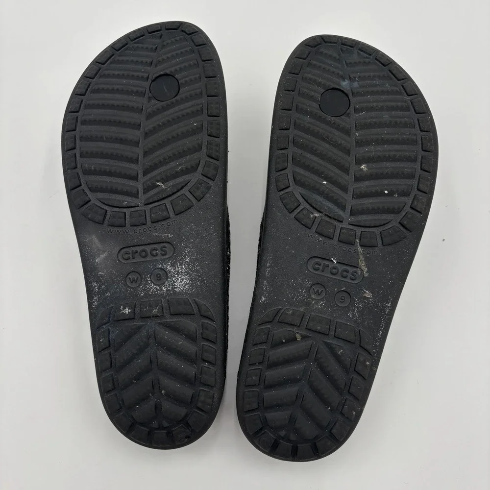 CROCS Sloane Sandals Womens 9 Glitter Wedge Flip Flops Slip On Black